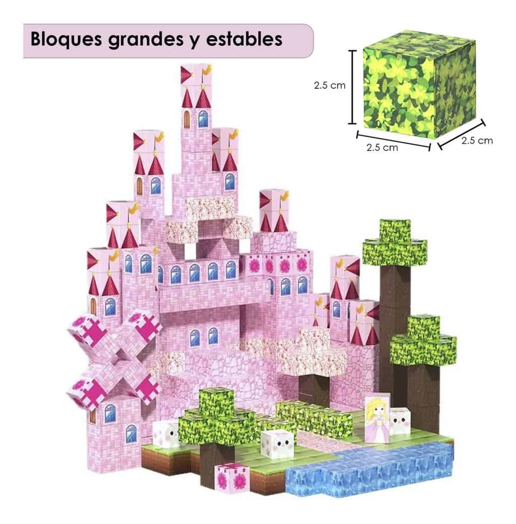 Bloques Magnéticos Grandes Tipo Minecraft 128 Pcs Castillo - Compralotodo