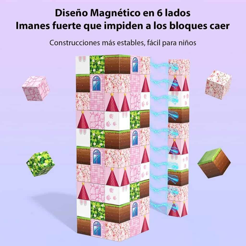 Bloques Magnéticos Grandes Tipo Minecraft 128 Pcs Castillo - Compralotodo